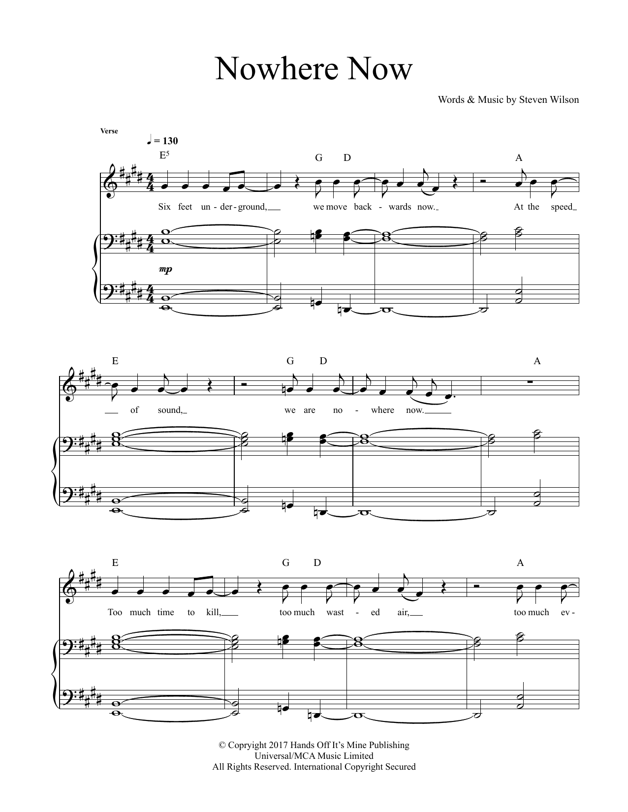 Steven Wilson Nowhere Now Sheet Music Notes & Chords for Guitar Tab - Download or Print PDF