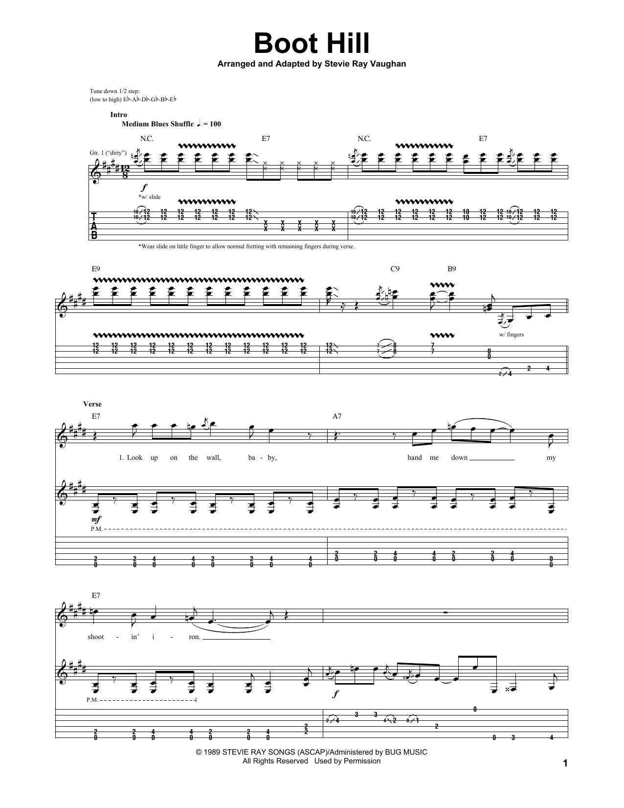Stevie Ray Vaughan Boot Hill Sheet Music Notes & Chords for Guitar Tab - Download or Print PDF