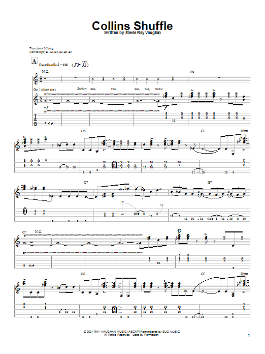Stevie Ray Vaughan Collins Shuffle Sheet Music Notes & Chords for Guitar Tab - Download or Print PDF