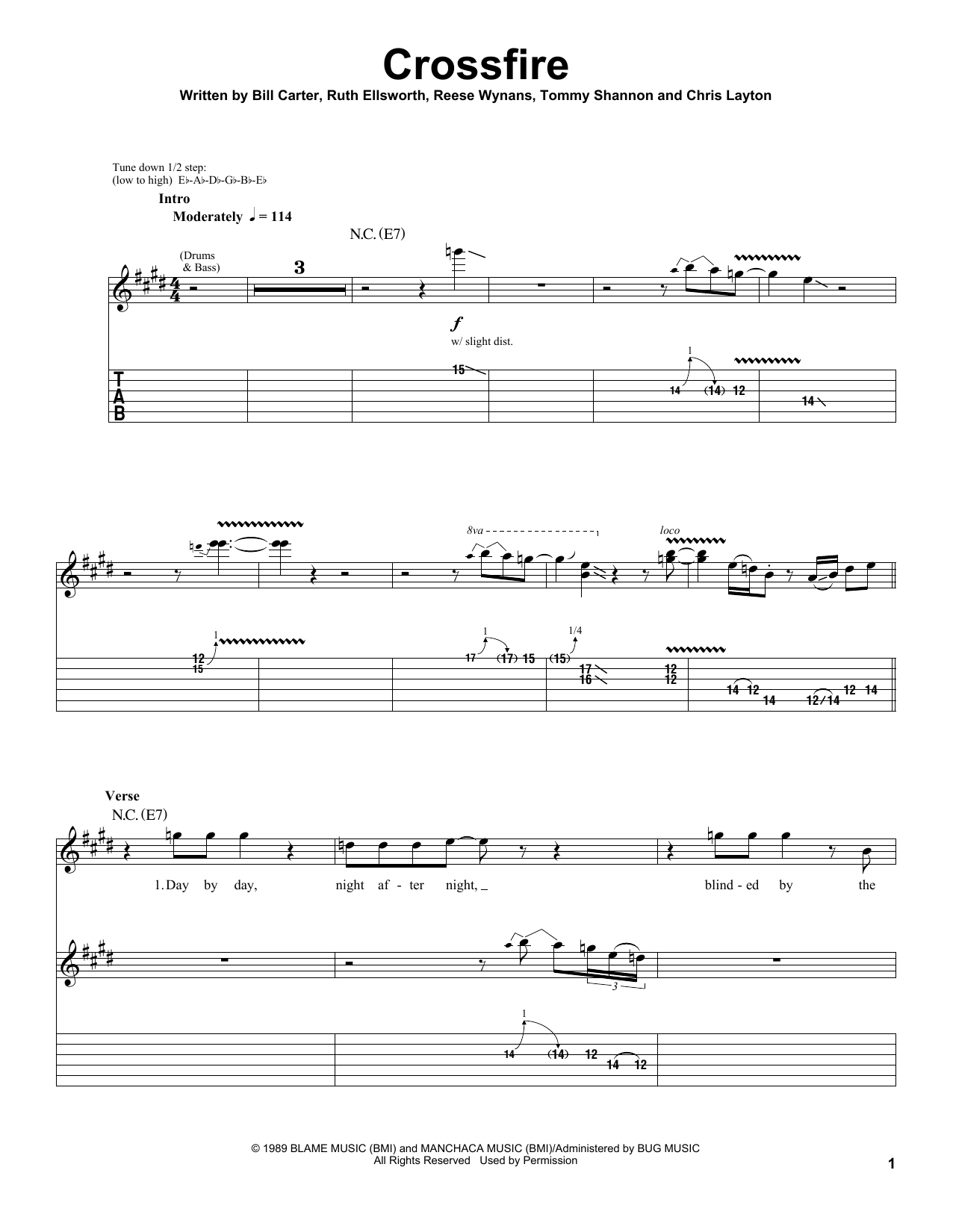 Stevie Ray Vaughan Crossfire Sheet Music Notes & Chords for Drums - Download or Print PDF