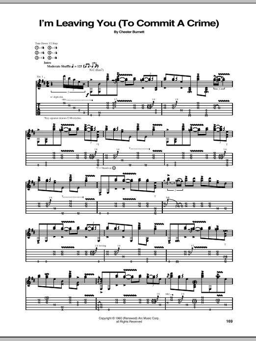 Stevie Ray Vaughan I'm Leavin' You (Commit A Crime) Sheet Music Notes & Chords for Guitar Tab - Download or Print PDF