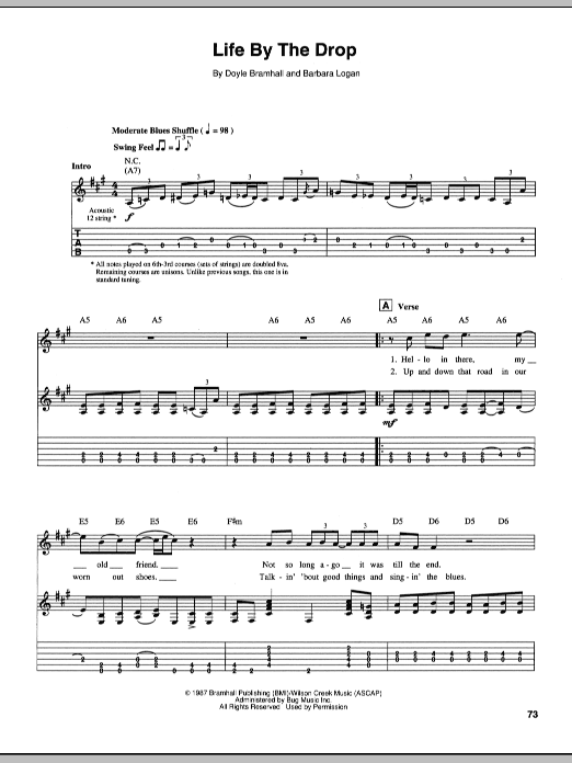 Stevie Ray Vaughan Life By The Drop Sheet Music Notes & Chords for Easy Guitar Tab - Download or Print PDF