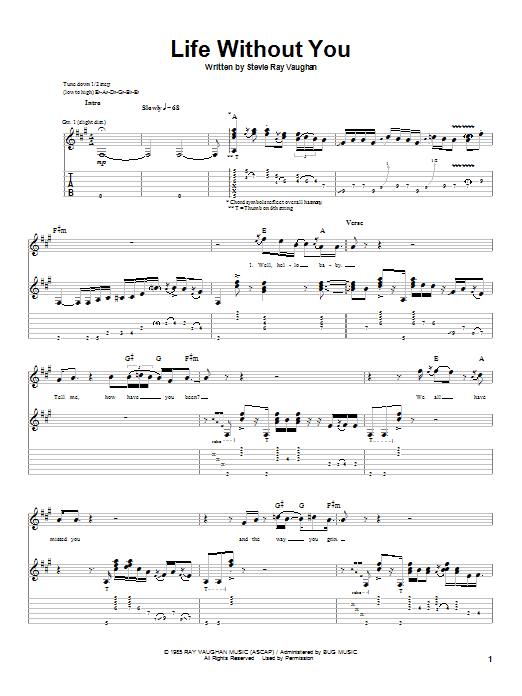 Stevie Ray Vaughan Life Without You Sheet Music Notes & Chords for Guitar Tab - Download or Print PDF Stevie Ray Vaughan Life Without You Sheet Music Notes & Chords for Guitar Tab - Download or Print PDF