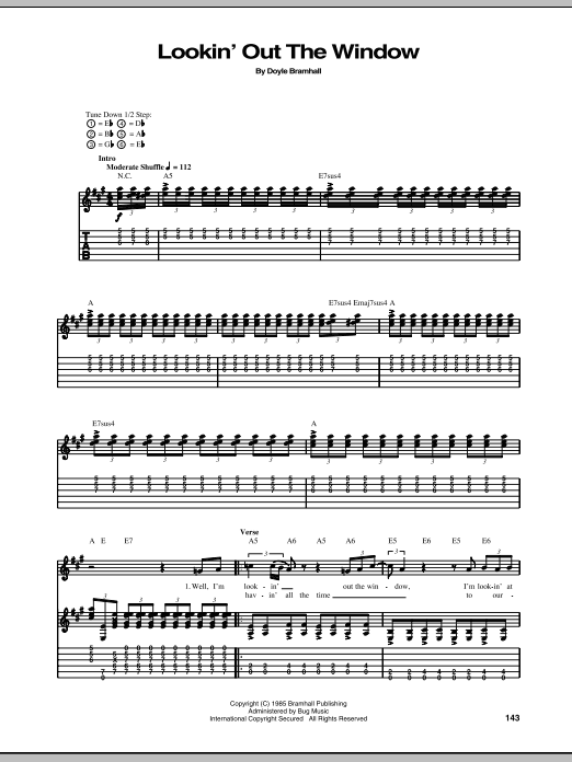 Stevie Ray Vaughan Lookin' Out The Window Sheet Music Notes & Chords for Guitar Tab - Download or Print PDF