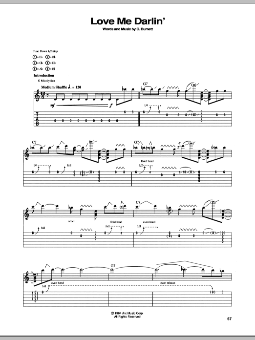 Stevie Ray Vaughan Love Me Darlin' Sheet Music Notes & Chords for Guitar Tab - Download or Print PDF