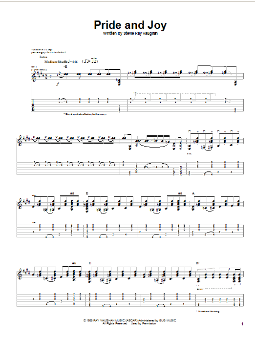 Stevie Ray Vaughan Pride And Joy (acoustic version) Sheet Music Notes & Chords for Guitar Tab - Download or Print PDF Stevie Ray Vaughan Pride And Joy (acoustic version) Sheet Music Notes & Chords for Guitar Tab - Download or Print PDF