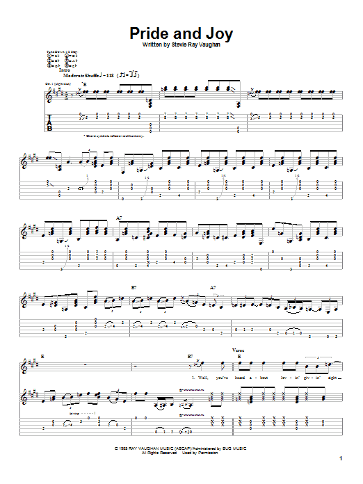 Stevie Ray Vaughan Pride And Joy Sheet Music Notes & Chords for Very Easy Piano - Download or Print PDF