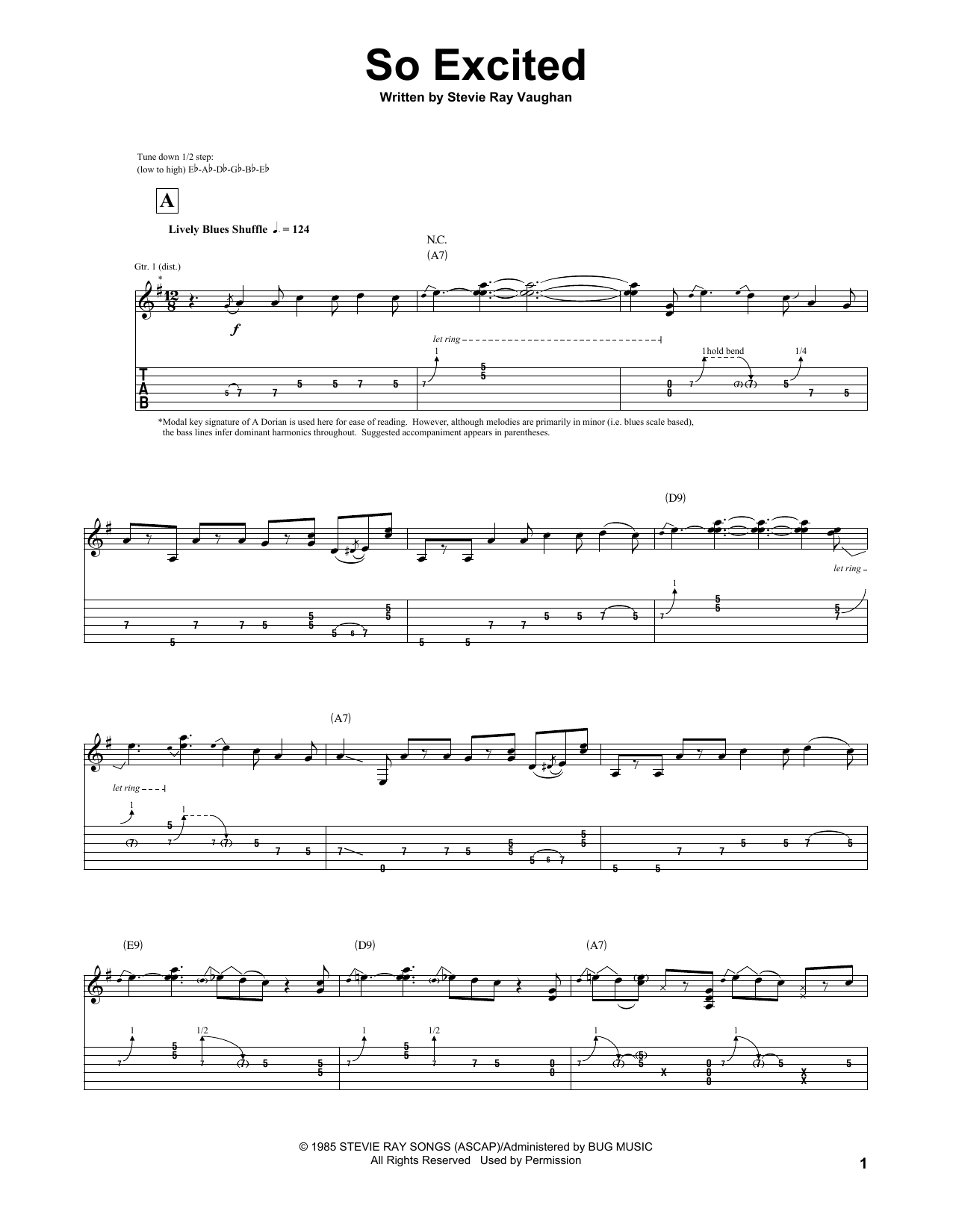 Stevie Ray Vaughan So Excited Sheet Music Notes & Chords for Guitar Tab - Download or Print PDF