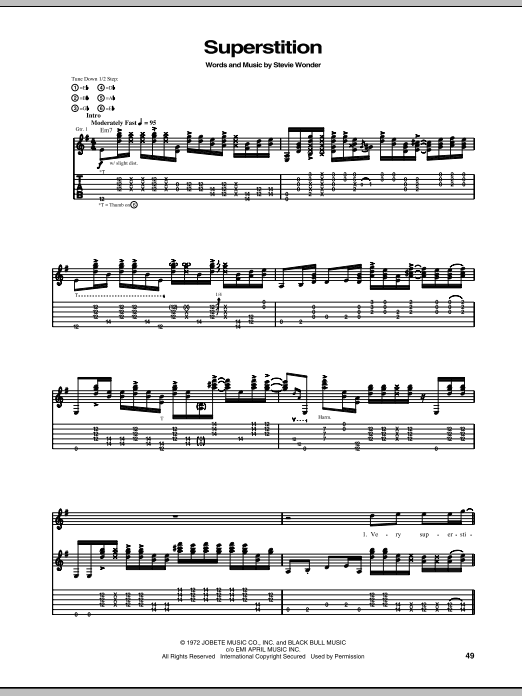 Stevie Ray Vaughan Superstition Sheet Music Notes & Chords for Guitar Tab - Download or Print PDF