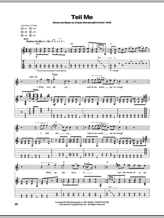 Stevie Ray Vaughan Tell Me Sheet Music Notes & Chords for Guitar Tab - Download or Print PDF