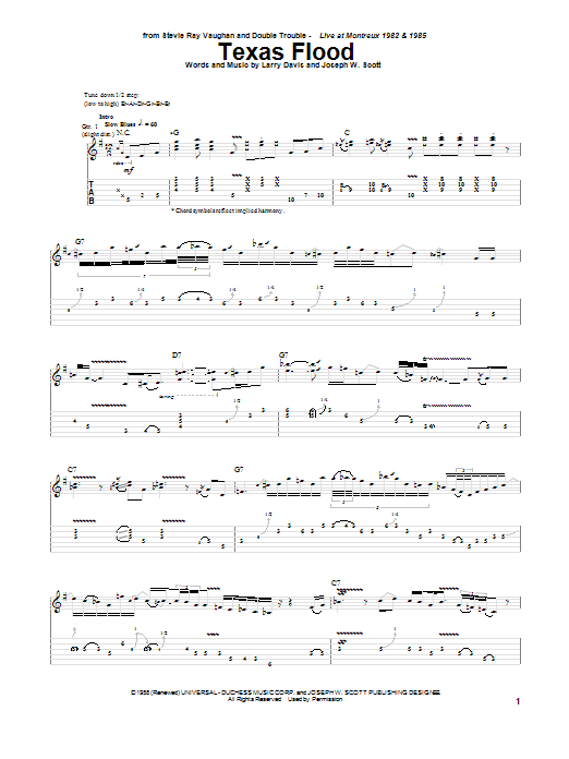 Stevie Ray Vaughan Texas Flood Sheet Music Notes & Chords for Guitar Tab - Download or Print PDF