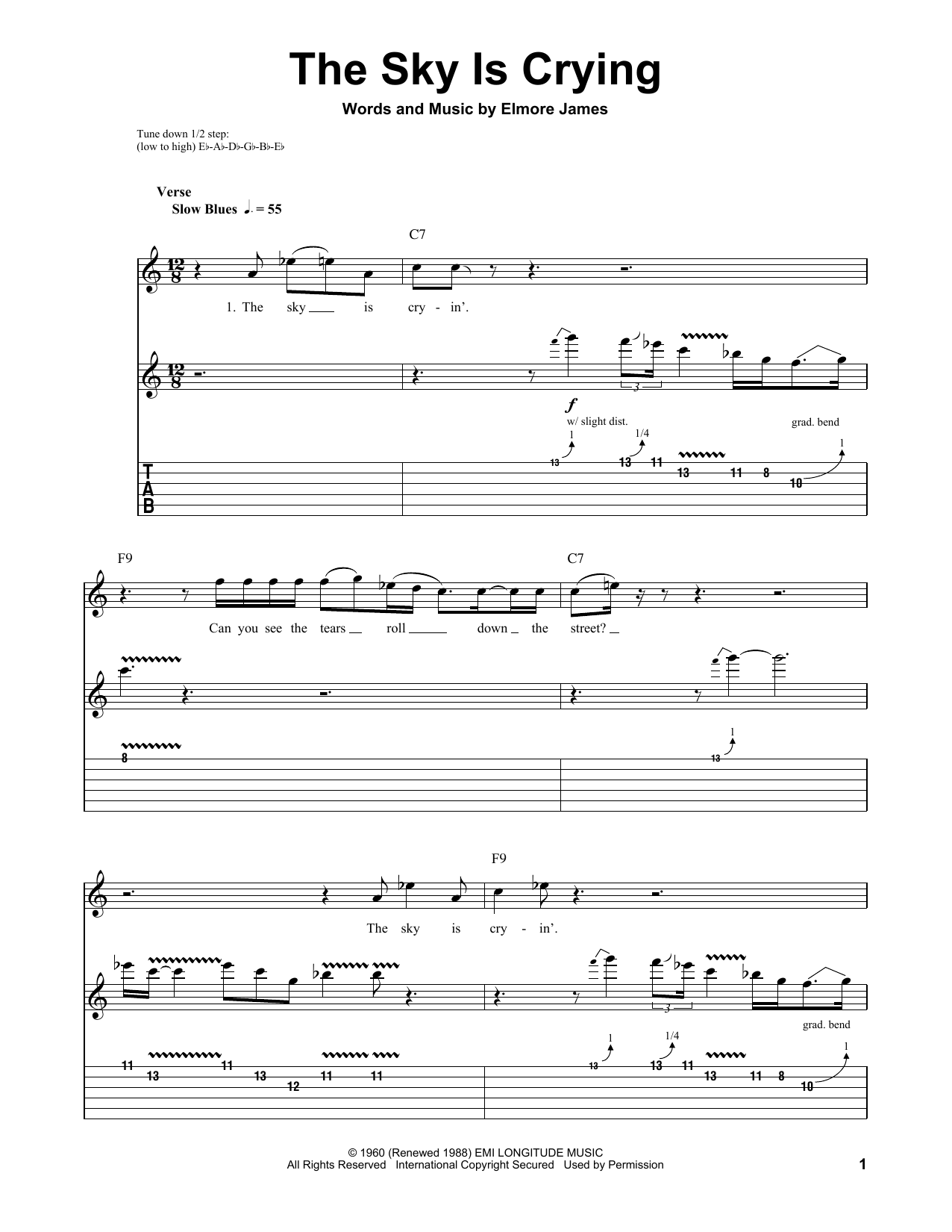 Stevie Ray Vaughan The Sky Is Crying Sheet Music Notes & Chords for Bass Guitar Tab - Download or Print PDF