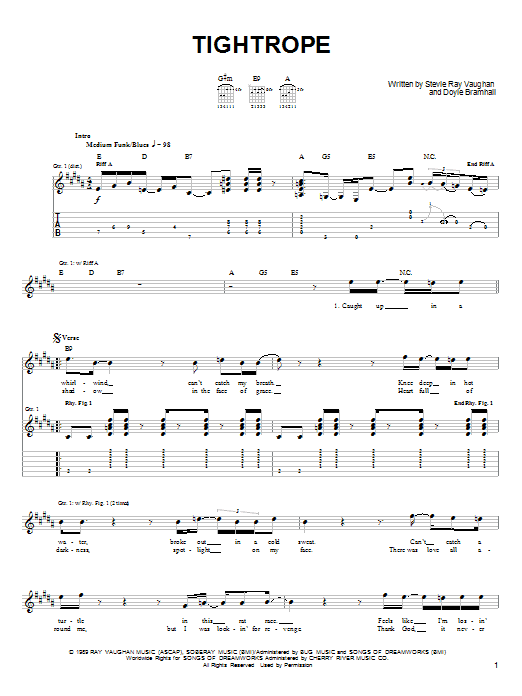 Stevie Ray Vaughan Tightrope Sheet Music Notes & Chords for Drums Transcription - Download or Print PDF
