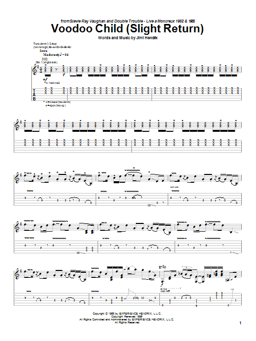 Stevie Ray Vaughan Voodoo Child (Slight Return) Sheet Music Notes & Chords for Guitar Tab Play-Along - Download or Print PDF Stevie Ray Vaughan Voodoo Child (Slight Return) Sheet Music Notes & Chords for Guitar Tab Play-Along - Download or Print PDF