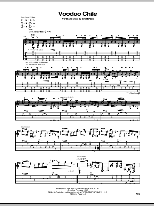 Stevie Ray Vaughan Voodoo Chile Sheet Music Notes & Chords for Guitar Tab - Download or Print PDF