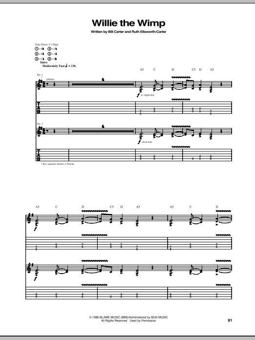 Stevie Ray Vaughan Willie The Wimp Sheet Music Notes & Chords for Guitar Tab - Download or Print PDF