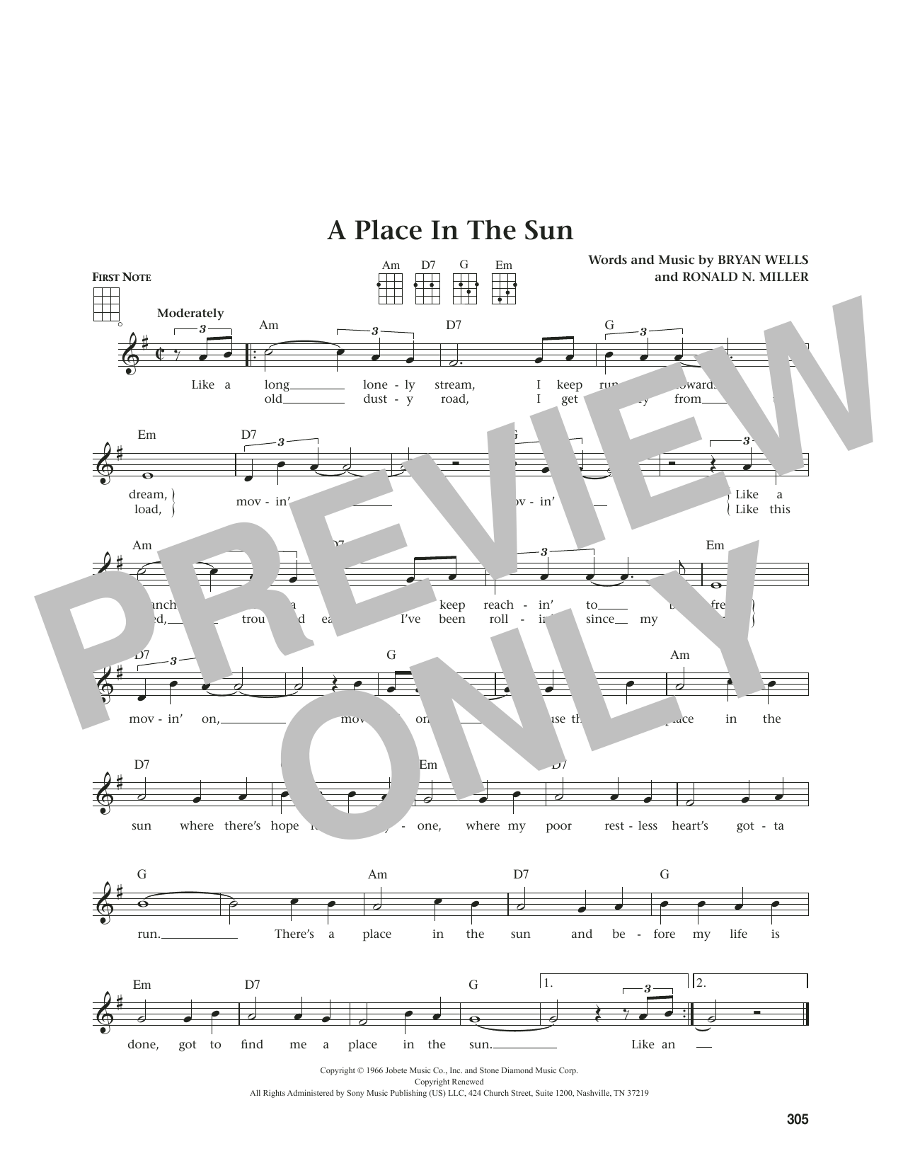 Stevie Wonder A Place In The Sun (from The Daily Ukulele) (arr. Jim Beloff) Sheet Music Notes & Chords for Ukulele - Download or Print PDF