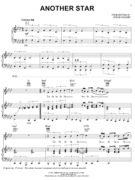 Stevie Wonder Another Star Sheet Music Notes & Chords for Piano, Vocal & Guitar (Right-Hand Melody) - Download or Print PDF