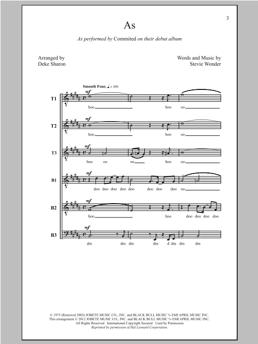 Stevie Wonder As (arr. Deke Sharon) Sheet Music Notes & Chords for Choral - Download or Print PDF