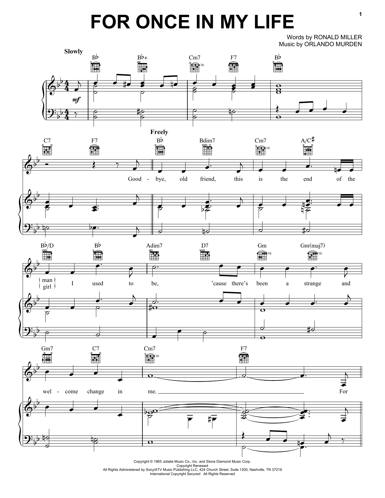 Stevie Wonder For Once In My Life Sheet Music Notes & Chords for Alto Saxophone - Download or Print PDF
