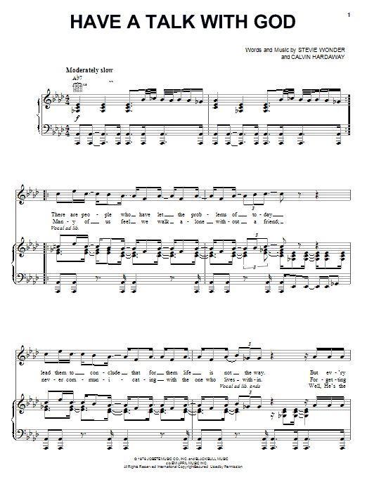 Stevie Wonder Have A Talk With God Sheet Music Notes & Chords for Piano, Vocal & Guitar (Right-Hand Melody) - Download or Print PDF Stevie Wonder Have A Talk With God Sheet Music Notes & Chords for Piano, Vocal & Guitar (Right-Hand Melody) - Download or Print PDF