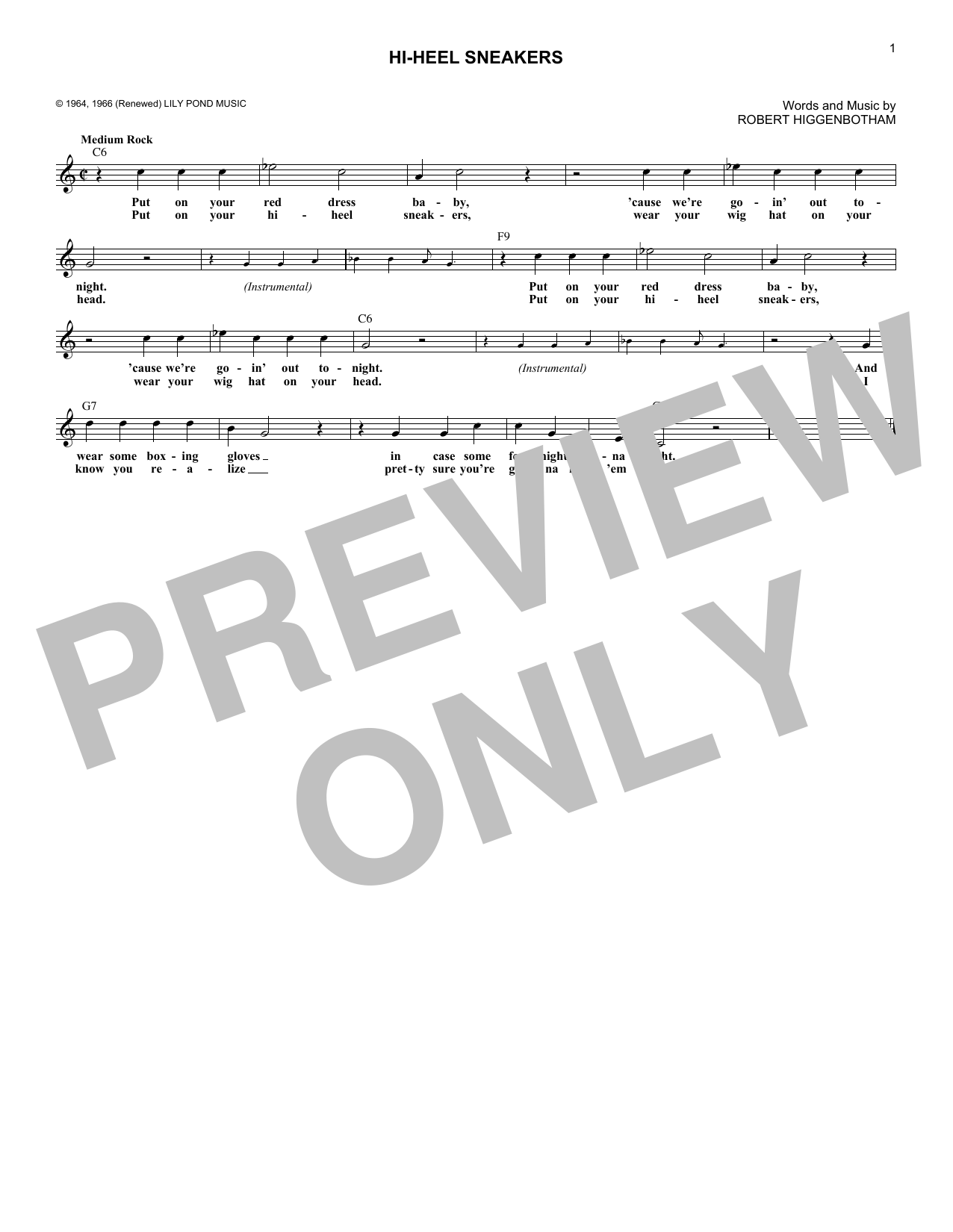 Stevie Wonder Hi-Heel Sneakers Sheet Music Notes & Chords for Melody Line, Lyrics & Chords - Download or Print PDF