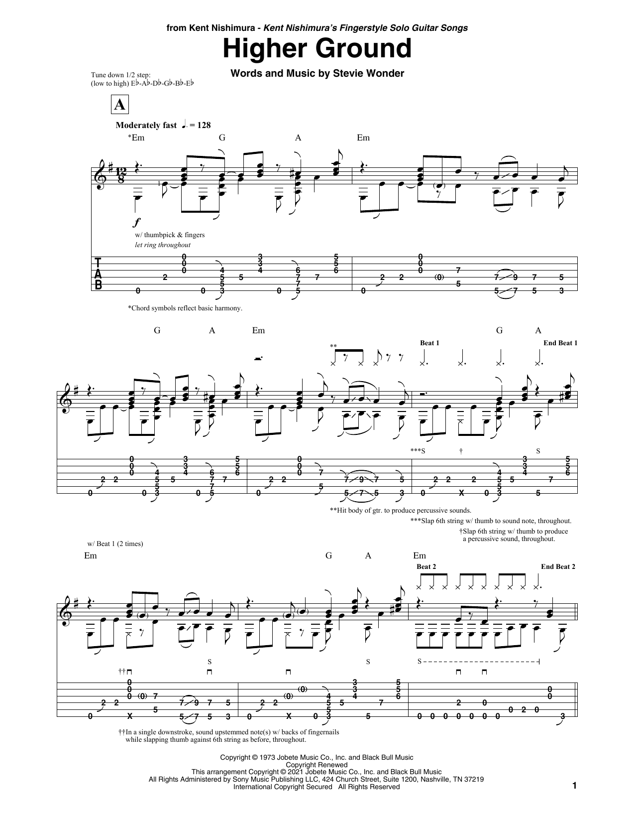 Stevie Wonder Higher Ground (arr. Kent Nishimura) Sheet Music Notes & Chords for Solo Guitar - Download or Print PDF