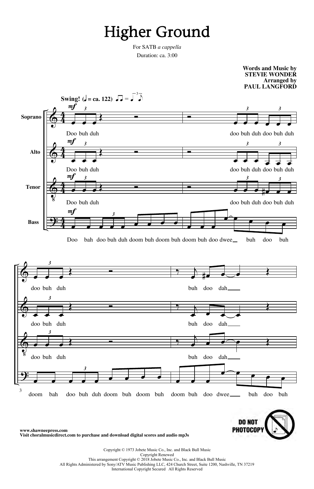 Stevie Wonder Higher Ground (arr. Paul Langford) Sheet Music Notes & Chords for SATB Choir - Download or Print PDF