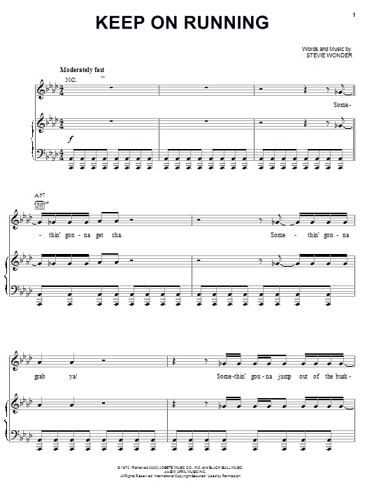 Stevie Wonder Keep On Running Sheet Music Notes & Chords for Lyrics & Chords - Download or Print PDF
