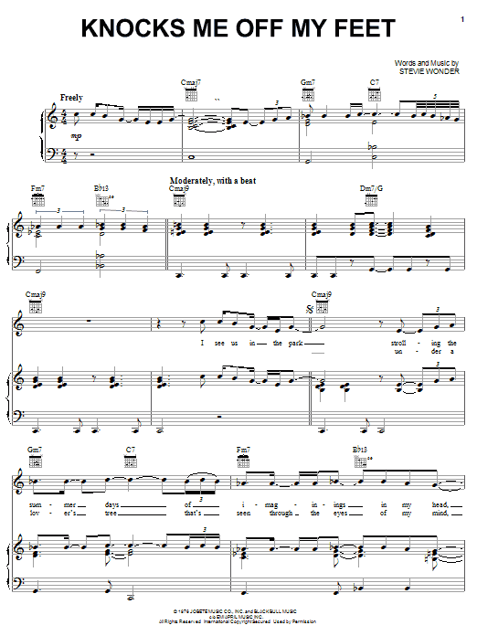 Stevie Wonder Knocks Me Off My Feet Sheet Music Notes & Chords for Piano, Vocal & Guitar (Right-Hand Melody) - Download or Print PDF Stevie Wonder Knocks Me Off My Feet Sheet Music Notes & Chords for Piano, Vocal & Guitar (Right-Hand Melody) - Download or Print PDF
