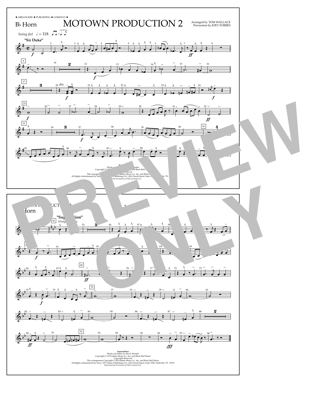 Stevie Wonder Motown Production 2 (arr. Tom Wallace) - Bb Horn Sheet Music Notes & Chords for Marching Band - Download or Print PDF