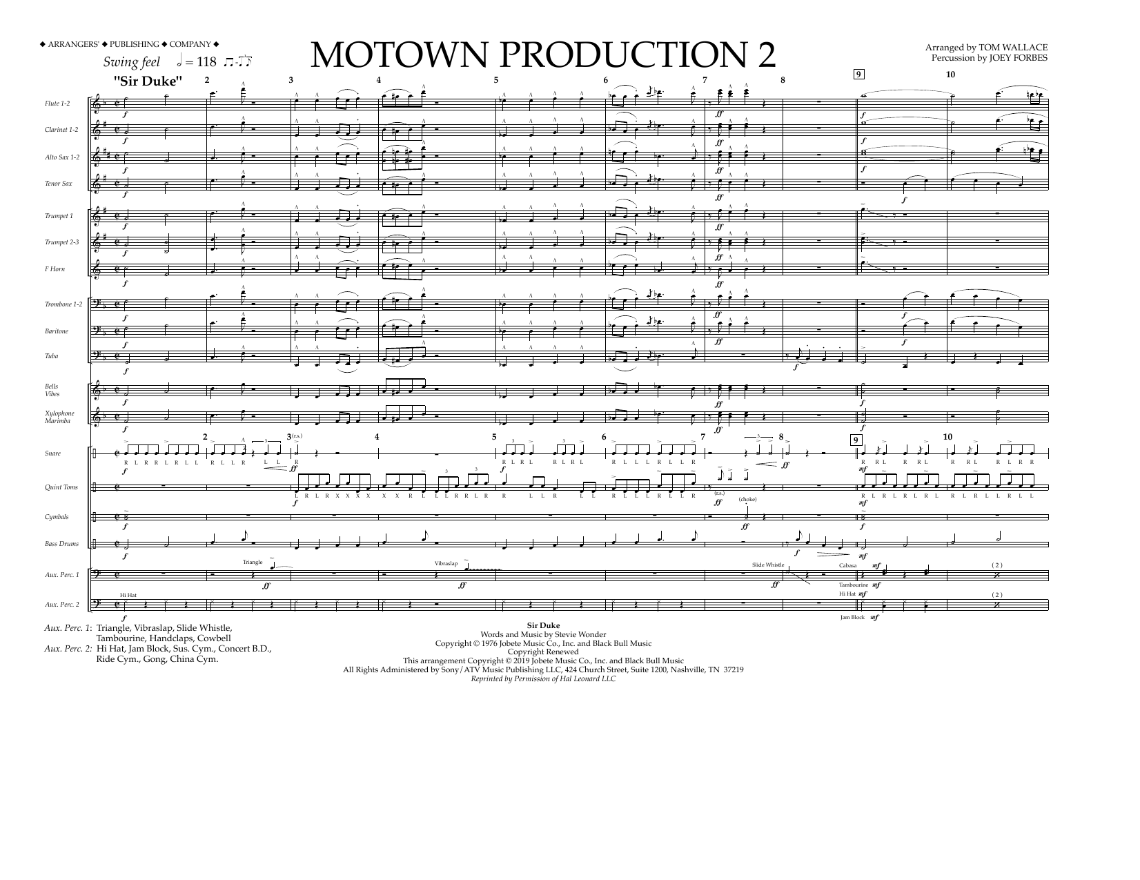 Stevie Wonder Motown Production 2 (arr. Tom Wallace) - Full Score Sheet Music Notes & Chords for Marching Band - Download or Print PDF