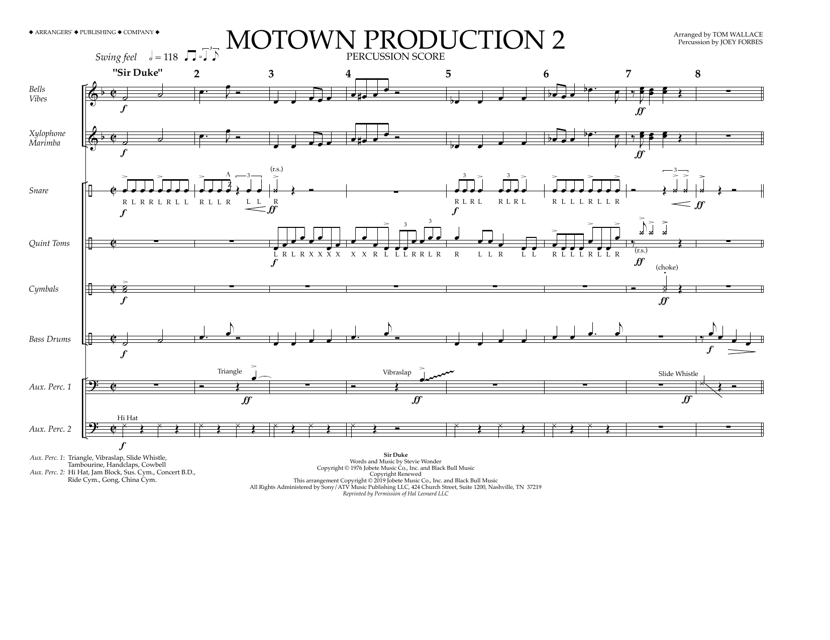 Stevie Wonder Motown Production 2 (arr. Tom Wallace) - Percussion Score Sheet Music Notes & Chords for Marching Band - Download or Print PDF