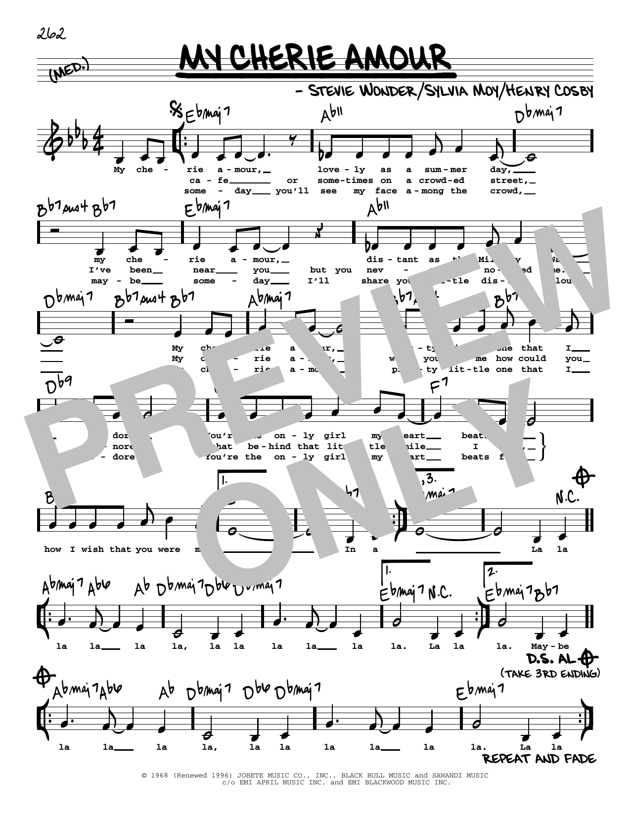 Stevie Wonder My Cherie Amour (Low Voice) Sheet Music Notes & Chords for Real Book – Melody, Lyrics & Chords - Download or Print PDF Stevie Wonder My Cherie Amour (Low Voice) Sheet Music Notes & Chords for Real Book – Melody, Lyrics & Chords - Download or Print PDF