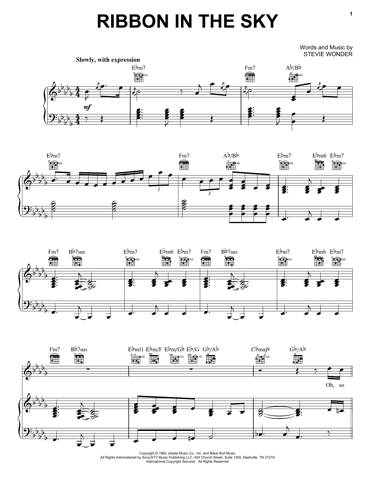 Stevie Wonder Ribbon In The Sky Sheet Music Notes & Chords for Tenor Sax Solo - Download or Print PDF