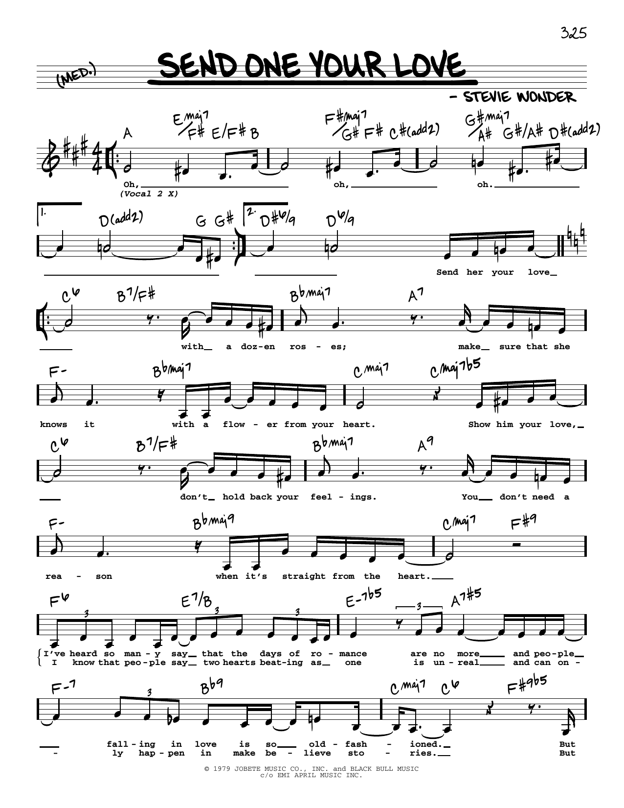 Stevie Wonder Send One Your Love (Low Voice) Sheet Music Notes & Chords for Real Book – Melody, Lyrics & Chords - Download or Print PDF