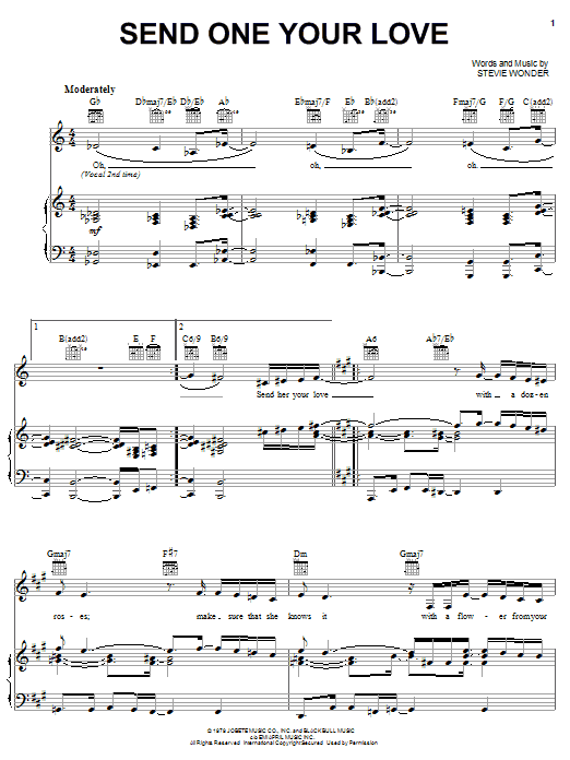Stevie Wonder Send One Your Love Sheet Music Notes & Chords for Keyboard Transcription - Download or Print PDF