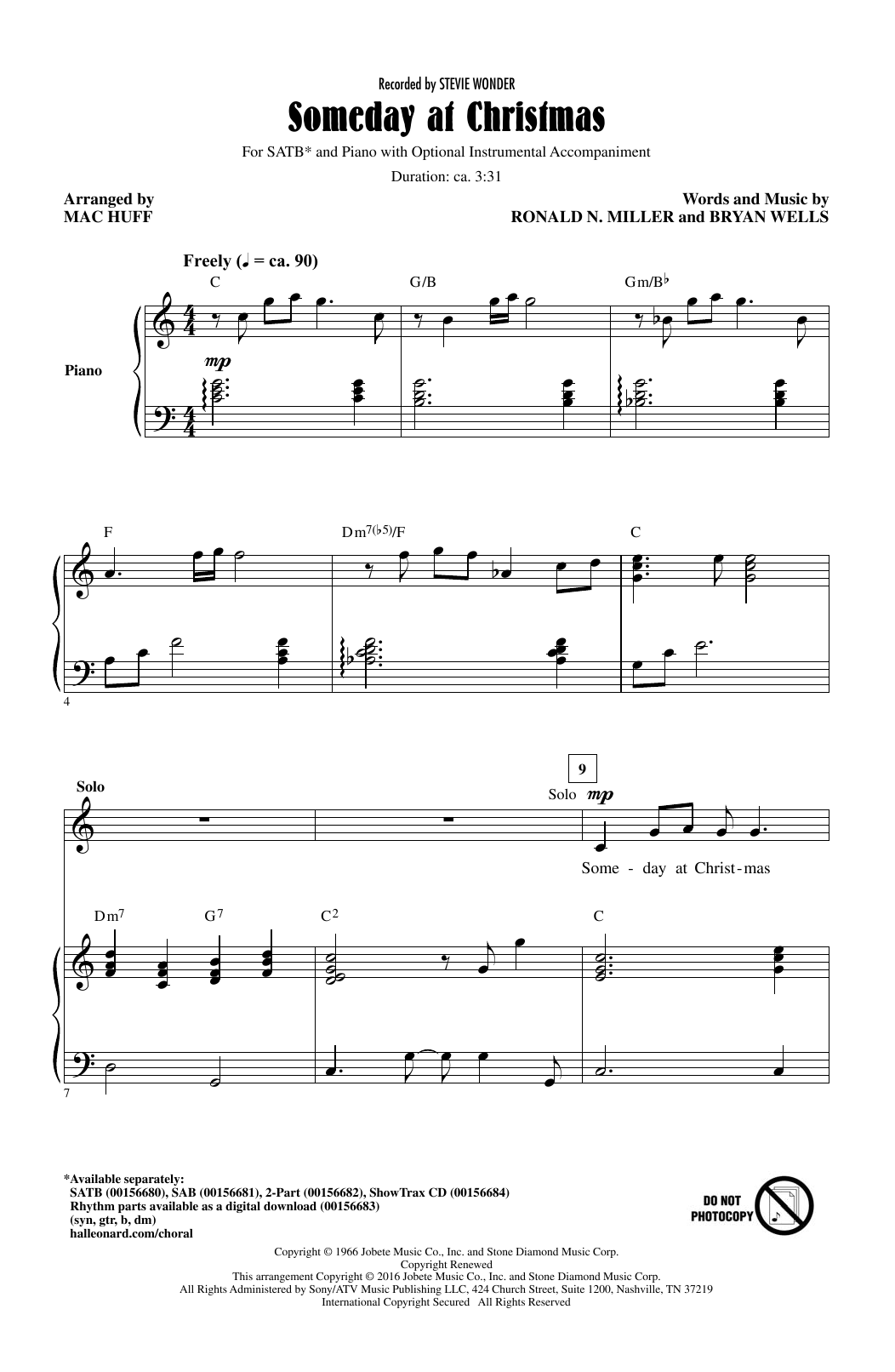 Stevie Wonder Someday At Christmas (arr. Mac Huff) Sheet Music Notes & Chords for SAB - Download or Print PDF