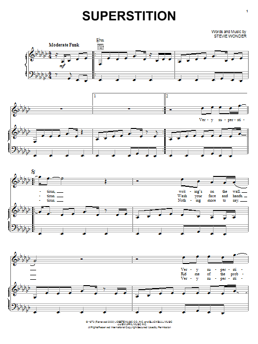 Stevie Wonder Superstition Sheet Music Notes & Chords for Mandolin - Download or Print PDF