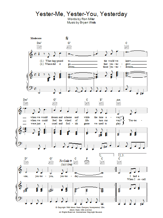 Stevie Wonder Yester-Me, Yester-You, Yesterday Sheet Music Notes & Chords for Tenor Sax Solo - Download or Print PDF