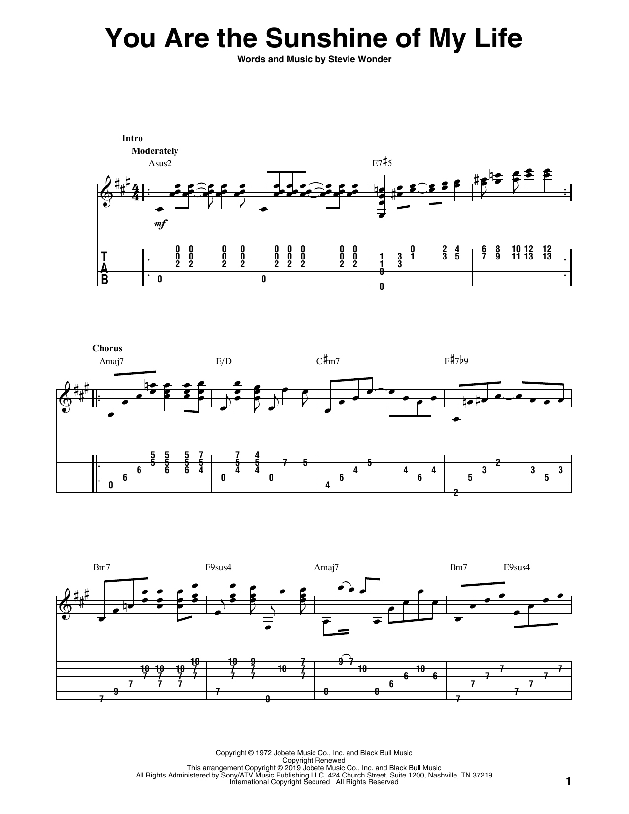 Stevie Wonder You Are The Sunshine Of My Life (arr. Bill LaFleur) Sheet Music Notes & Chords for Solo Guitar Tab - Download or Print PDF