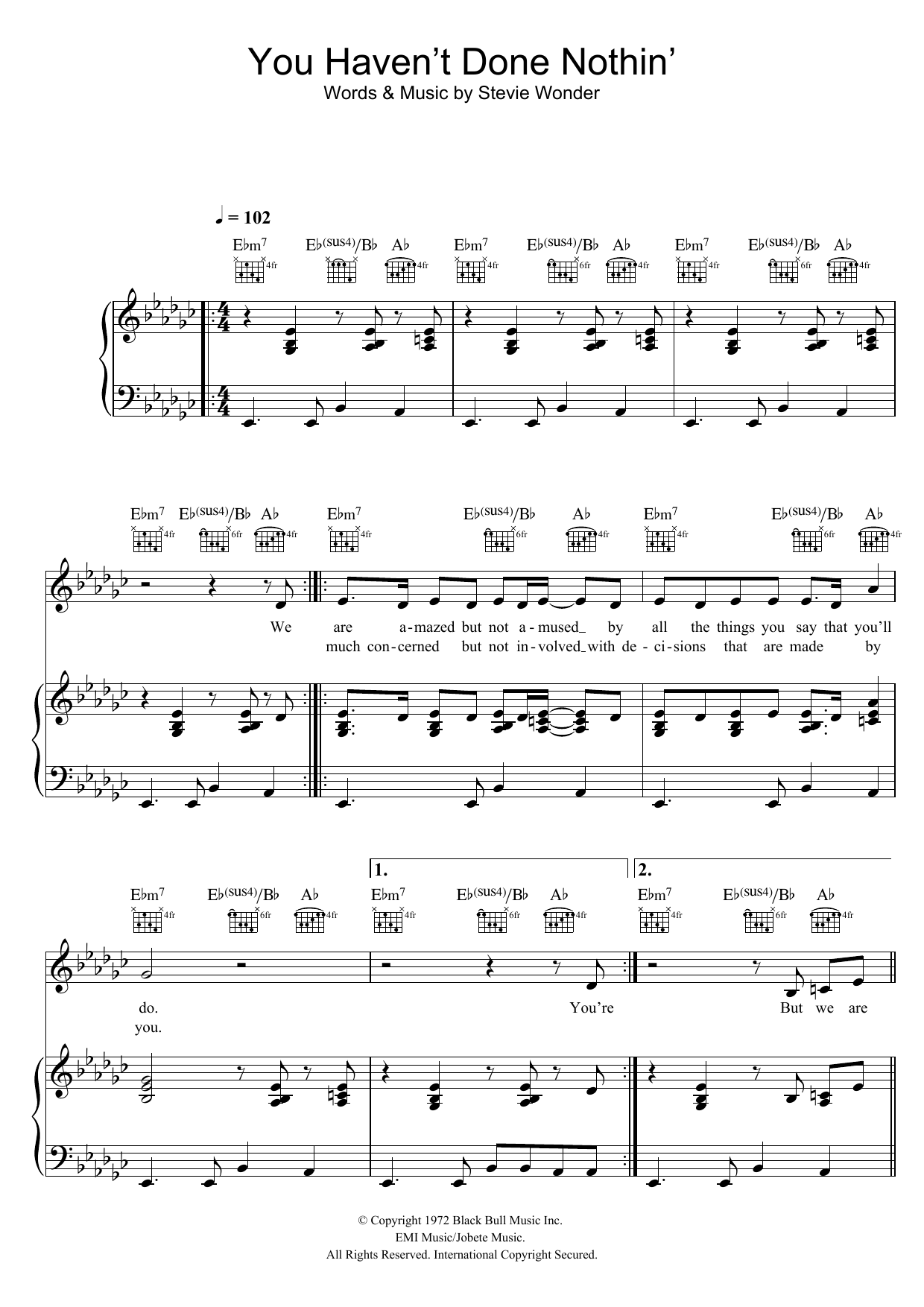 Stevie Wonder You Haven't Done Nothin' Sheet Music Notes & Chords for Keyboard Transcription - Download or Print PDF