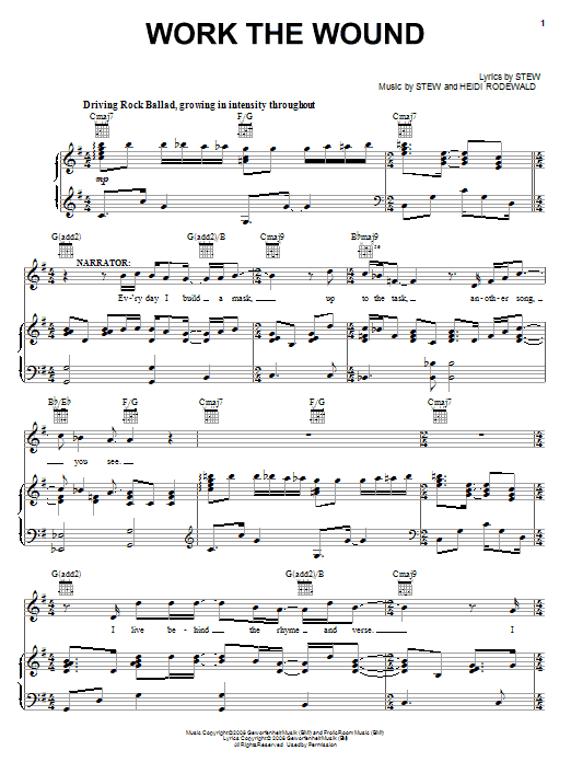 Stew Work The Wound Sheet Music Notes & Chords for Piano, Vocal & Guitar (Right-Hand Melody) - Download or Print PDF