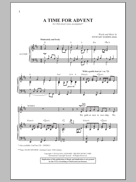 Stewart Harris A Time For Advent Sheet Music Notes & Chords for 2-Part Choir - Download or Print PDF