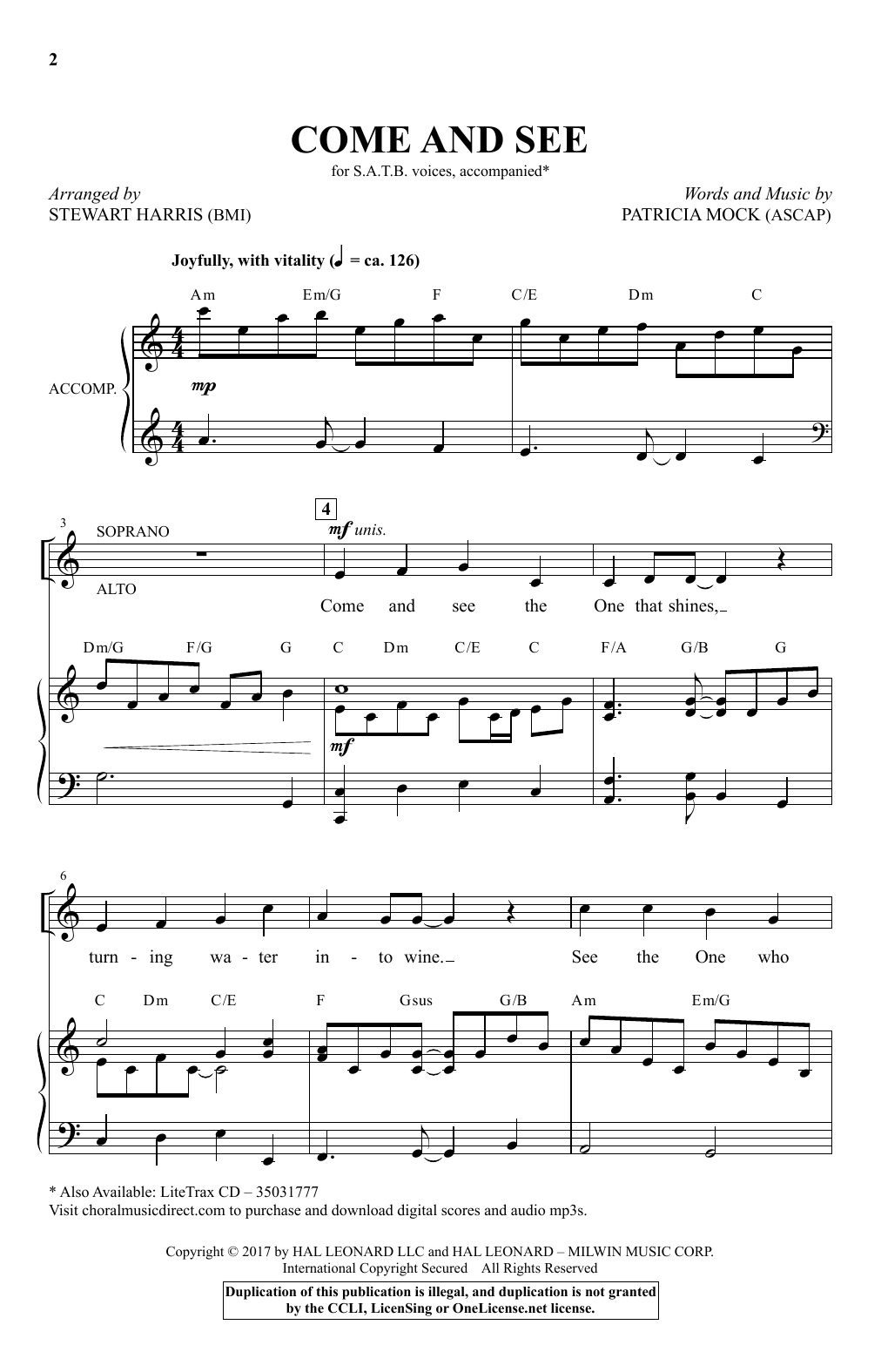 Stewart Harris Come And See Sheet Music Notes & Chords for SATB - Download or Print PDF