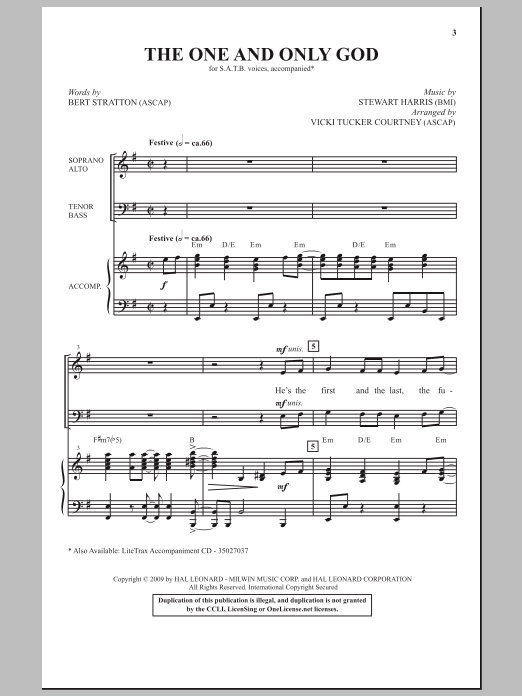 Stewart Harris The One And Only God Sheet Music Notes & Chords for SATB - Download or Print PDF