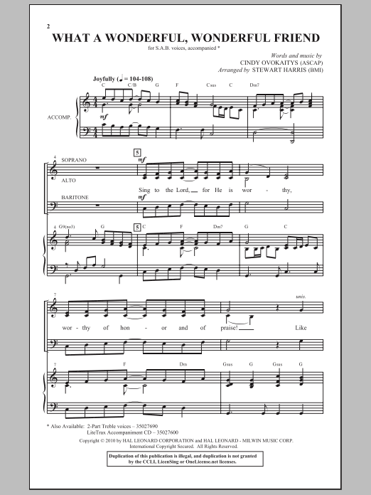 Stewart Harris What A Wonderful, Wonderful Friend Sheet Music Notes & Chords for SAB - Download or Print PDF
