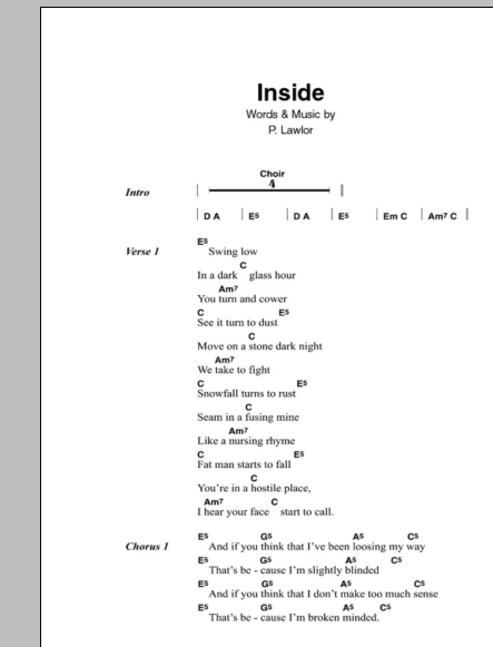 Stiltskin Inside Sheet Music Notes & Chords for Lyrics & Chords - Download or Print PDF