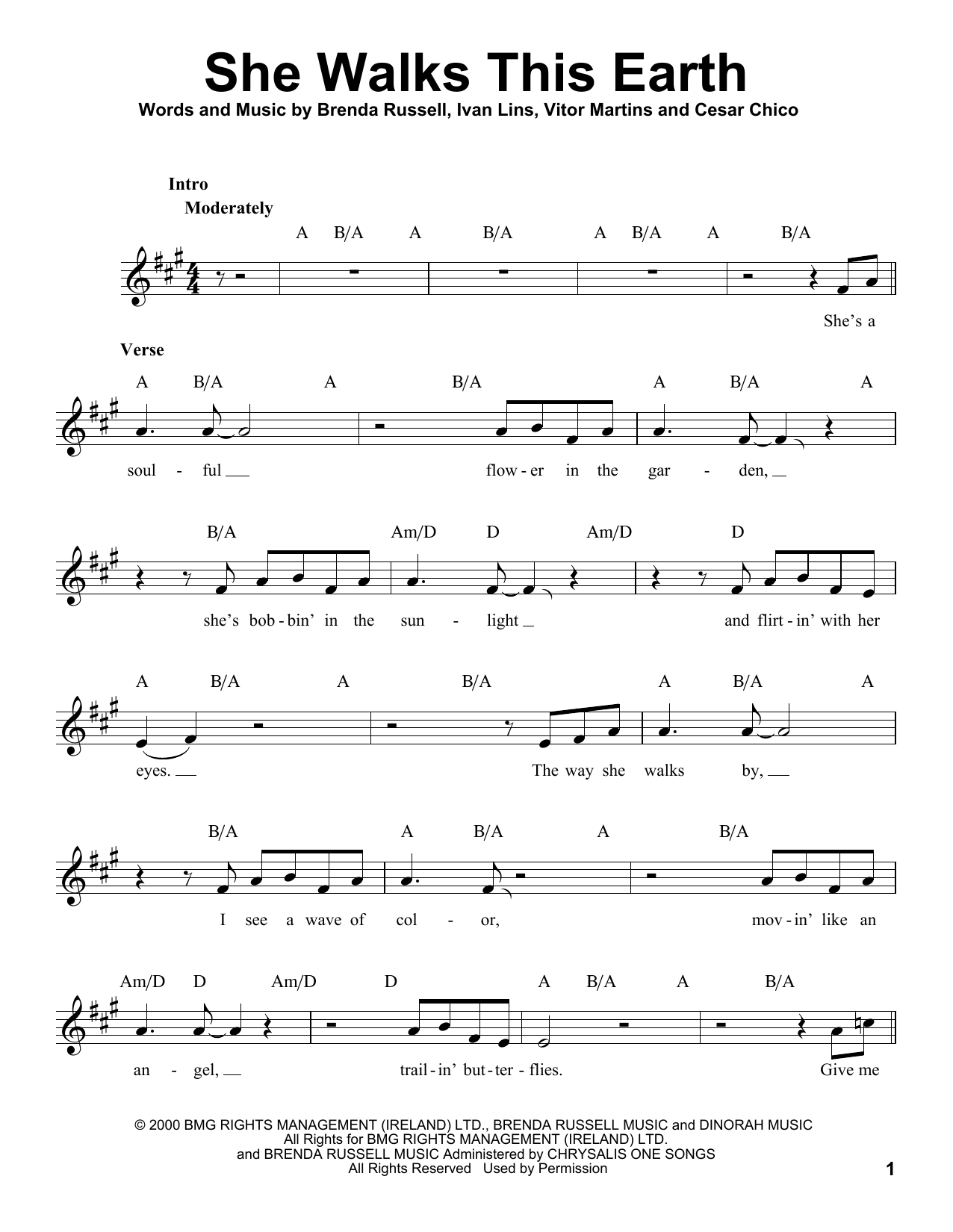 Sting She Walks This Earth Sheet Music Notes & Chords for Voice - Download or Print PDF