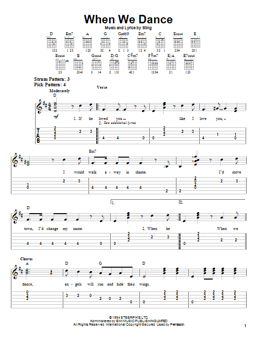 Sting When We Dance Sheet Music Notes & Chords for Piano, Vocal & Guitar - Download or Print PDF